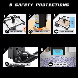 LONGER RAY5 20W Laser Engraver, 0.08*0.1mm Laser Spot, Color Touchscreen, 32-Bit Chipset, APP Connection, 375*375mm - Grawerowanie i akcesoria - miniaturka - grafika 3