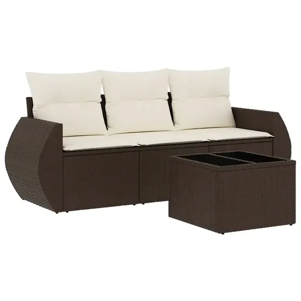 Zestaw Wypoczynkowy z Rattanu PE, Stolik 55x55x37 cm, Siedziska 70x62x69 cm