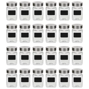 vidaXL vidaXL Słoiki do przechowywania z nalepkami, 24 szt., 300 ml - Pojemniki kuchenne - miniaturka - grafika 1