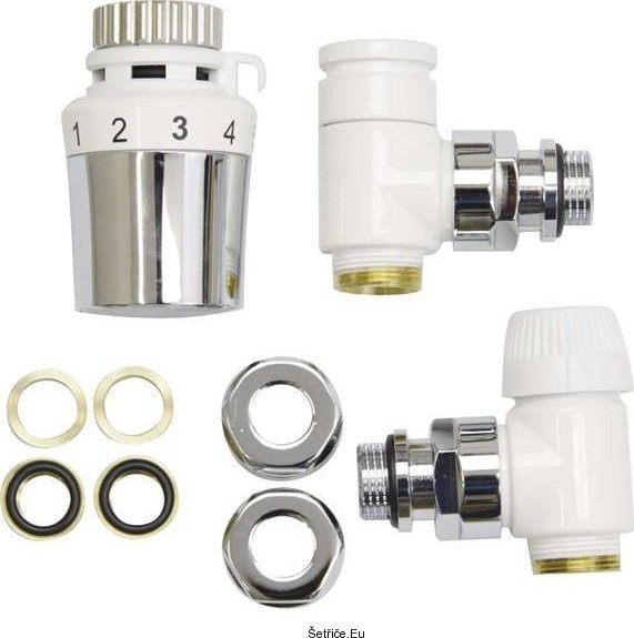 Honeywell Zestaw grzejnikowy dekoracyjny kątowy głowica term. chrom HOMEXPERT by Honeywell DWZGłowica term. chrom + zawór term. kątowy 1/2 + złączki do rur