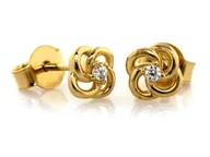 Kolczyki - Złote Kolczyki 585 Kwiatuszki Z Cyrkoniami Na Sztyft - miniaturka - grafika 1
