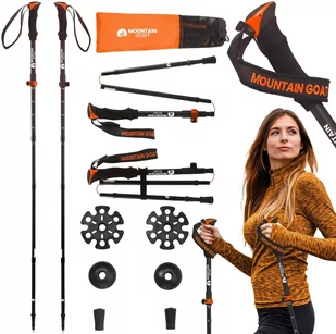 Kijki trekkingowe składane + etui - praktyczne kije do nordic walking - regulacja wysokości, miękkie, piankowe uchwyty, wymienne końcówki - 4Fizjo (Mo - Akcesoria do rehabilitacji - miniaturka - grafika 1