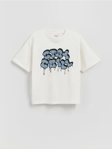 Reserved - Bawełniany t-shirt z nadrukiem - złamana biel - Koszulki dla chłopców - miniaturka - grafika 1