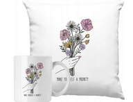 Gadżety dla niej i dla niego - ZESTAW PODUSZKA + KUBEK Kwiaty Dekoracje Linia Pomysł Na Prezent +IMIĘ #7 - miniaturka - grafika 1