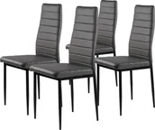 Krzesła - Zestaw 4 krzeseł do salonu jadalni z ekoskóry wyprofilowane oparcie szare - miniaturka - grafika 1
