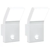 Lampy ogrodowe - vidaXL Zewnętrzne kinkiety LED z czujnikami, 2 szt., białe, aluminium - miniaturka - grafika 1