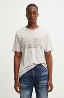 Koszulki męskie - Diesel t-shirt bawełniany T-RAWJUST męski kolor beżowy z aplikacją A14016.0KMAH - miniaturka - grafika 1