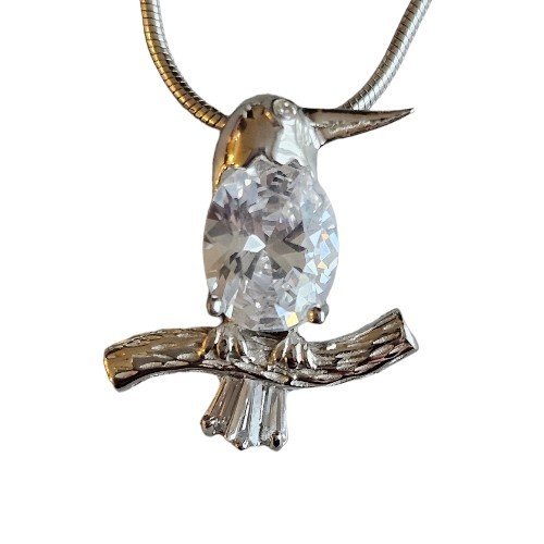 ankabizuteria.pl Zawieszka srebrna DZIĘCIOŁ z białą cyrkonią