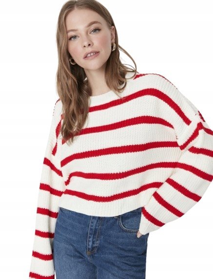 TRENDYOL SWETER DAMSKI KRÓTKI W PASKI Z OKRĄGŁYM DEKOLTEM 36 5AA
