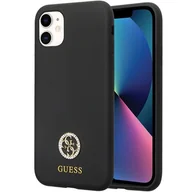 Etui i futerały do telefonów - Guess GUHCN614DGPK iPhone 11 / Xr 6.1" czarny/black hardcase Silicone Logo Strass 4G - miniaturka - grafika 1