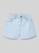 Spodnie i spodenki dla dziewczynek - Szorty jeansowe z przetarciami i detalem z logo - miniaturka - grafika 1