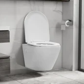 Miski WC - vidaXL Miska WC  VidaXL Wisząca toaleta bez kołnierza ceramiczna biała 145237 - miniaturka - grafika 1