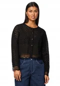 Bluzki damskie - PIECES CZARNA AŻUROWA BLUZKA Z OKRĄGŁYM DEKOLTEM I GUZIKAMI xl XQA - miniaturka - grafika 1
