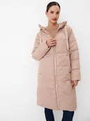 Płaszcze damskie - Mohito - Pikowany beżowy płaszcz - beżowy - miniaturka - grafika 1