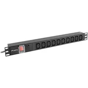 Huby USB - lanberg Lanberg Zasilacz sieciowy, czarny, rozmiar uniwersalny PDU-10I-0200-IEC-BK - miniaturka - grafika 1