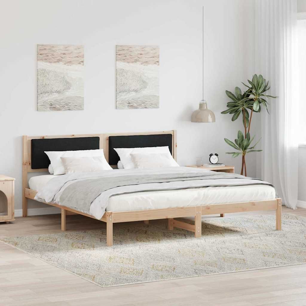 vidaXL vidaXL Ramka łóżka Czarny 200 x 200 cm Lite drewno sosnowe