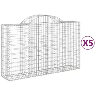vidaXL Kosze gabionowe, 5 szt, 200x50x120/140 cm, galwanizowane żelazo - Ogrodzenia - miniaturka - grafika 3