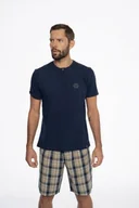 Piżamy męskie - Henderson Ethos 41294-59X Granatowo-Beżowa piżama męska - miniaturka - grafika 1