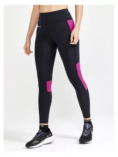 Spodnie sportowe damskie - Craft Legginsy sportowe "ADV Essence" w kolorze czarno-różowym - grafika 1
