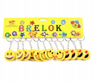 BUŹKI EMOJI EMOTKI ŻÓŁTY BRELOK DO KLUCZY PREZENT DLA DZIECI 12SZT - Breloki - miniaturka - grafika 1