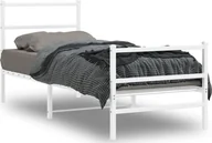 Łóżka - vidaXL Metalowa rama łóżka z wezgłowiem i zanóżkiem, biała, 75x190 cm - miniaturka - grafika 1