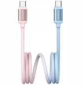 Kable USB - Kabel USB-C / USB-C USAMS Bicolor Series SJ756 PD 60W 1.2m niebiesko różowy - miniaturka - grafika 1