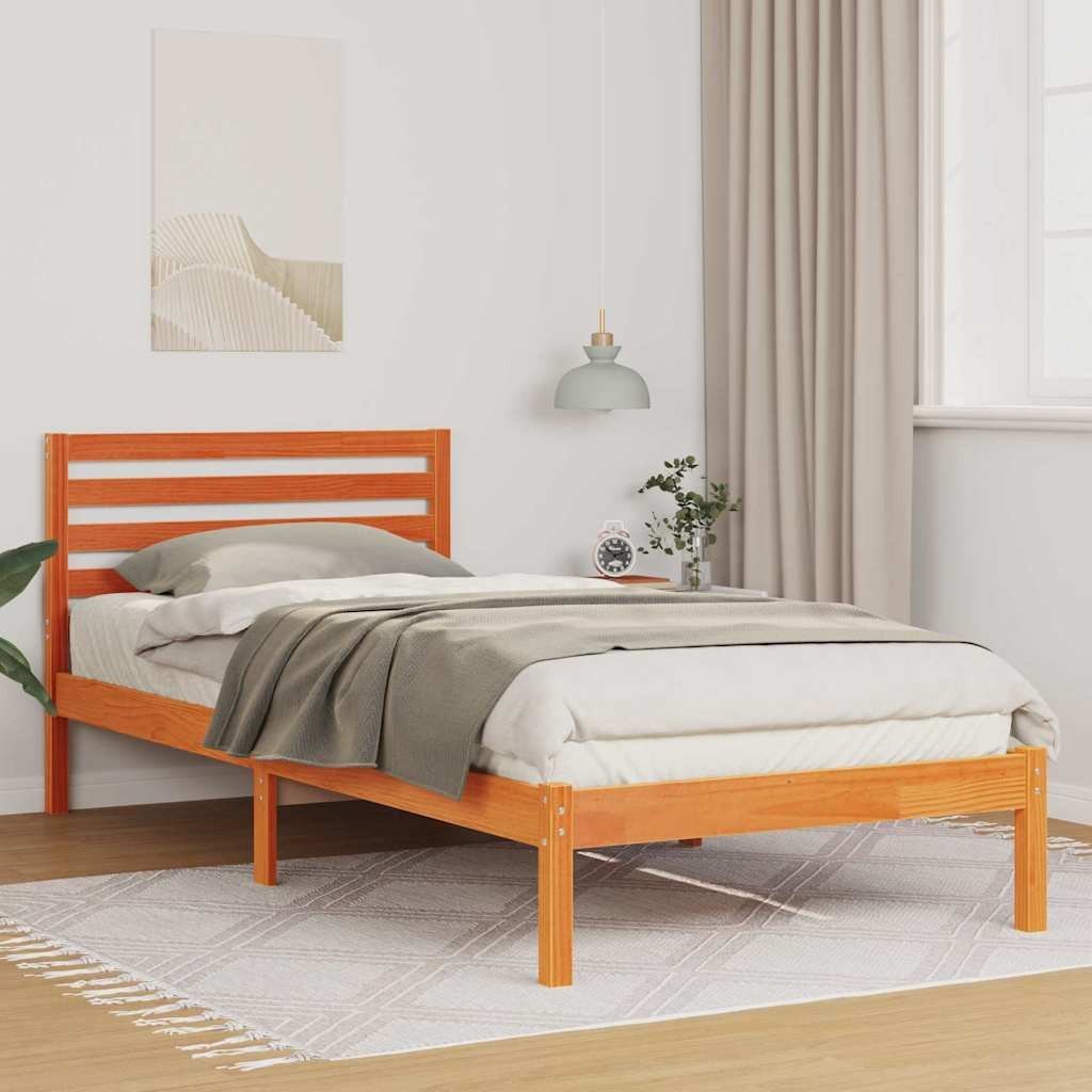 vidaXL Ramka łóżka Woskowy brąz 100 x 210 cm Lite drewno sosnowe