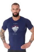 Koszulki sportowe męskie - Koszulka męska z merino Brubeck Outdoor Wool Pro SS12650A ciemnoniebieski góry - miniaturka - grafika 1