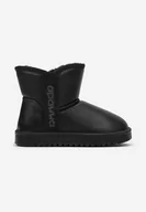 Śniegowce damskie - Czarne Śniegowce za Kostkę z Brokatowym Napisem Bellira - miniaturka - grafika 1