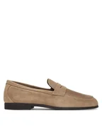 Półbuty męskie - Tommy Hilfiger Lordsy Flexible Slim Suede Loafer FM0FM05745 Beżowy - miniaturka - grafika 1