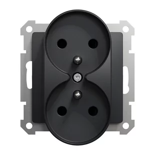 Gniazdo podwójne z uziemieniem Schneider Sedna Design SDD114275 z przesłonami do systemu ramkowego czarny antracyt Design &amp; Elements - Gniazdka elektryczne - miniaturka - grafika 1