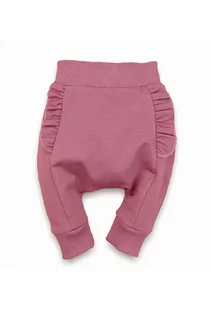 Spodnie i spodenki dla dziewczynek - Spodnie niemowlęce z bawełny organicznej z ozdobną falbanką - grafika 1