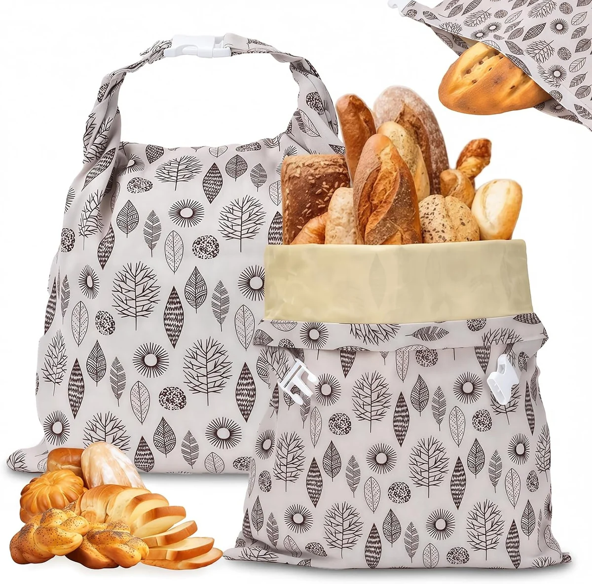 Torba na chleb lniana 30x43 cm wosk pszczeli 2 szt. woreczki na pieczywo