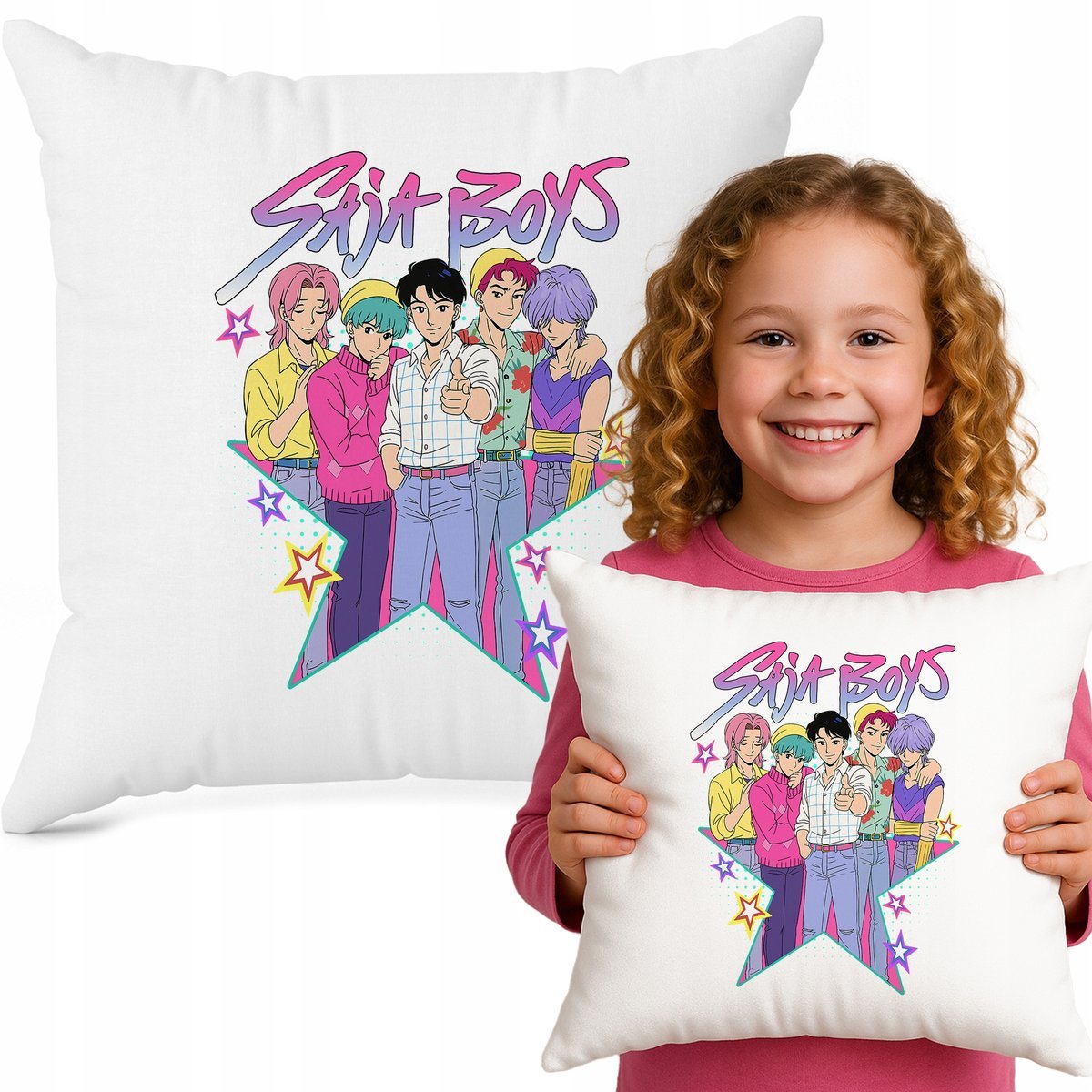 Poduszka Biała Ozdobna SAJA BOYS STAR Bajka Do Przedszkola K-pop Muzyka Wz