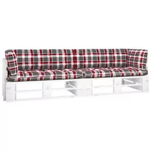 vidaXL Sofa 2-osobowa z palet, z poduszkami, biała, drewno sosnowe - Ławki ogrodowe - miniaturka - grafika 2