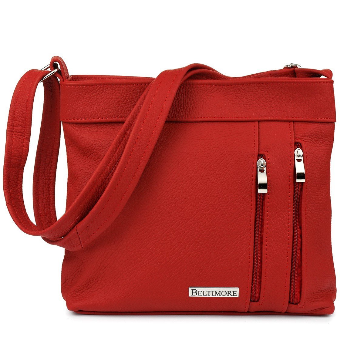Torebka Skórzana Czerwona Listonoszka Damska Beltimore X95