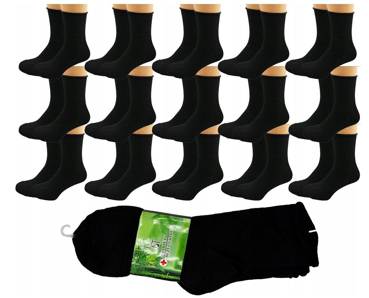 Zestaw Skarpety BAMBUSOWE bezuciskowe 15 par czarne 43-47 Super Wygodne