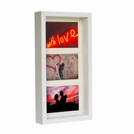 Ramki na zdjęcia - Ramka na 3 zdjęcia galeria 3D głęboka shadow box 18x35cm biała - miniaturka - grafika 1