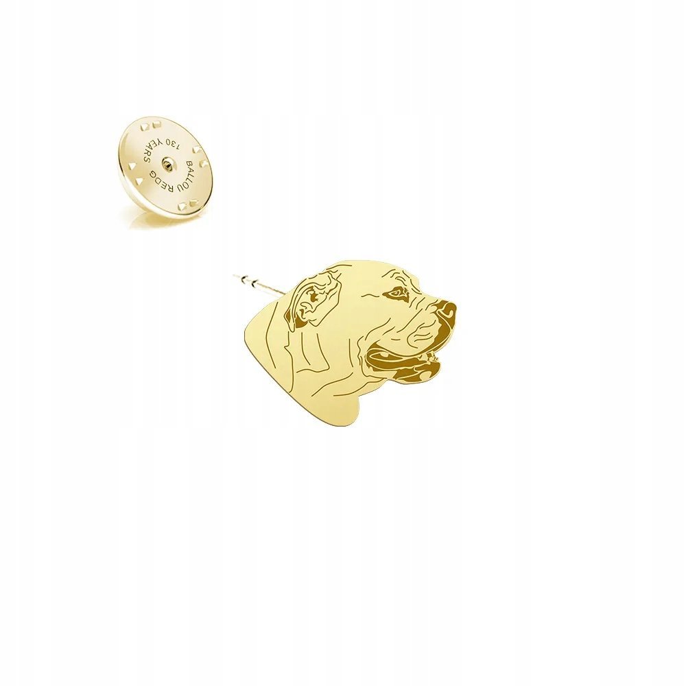 Wpinka Złota z psem Ca de Bou - Dog z Majorki 925 Kobieta DEDYKACJA GRATIS