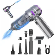 Akcesoria motoryzacyjne - Odkurzacz ręczny – odkurzacz samochodowy 16000 Pa, 100 W – ładowany przez USB – 3 prędkości – wiele dysz – srebrny/fioletowy - miniaturka - grafika 1