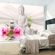 Fototapety - Fototapeta samoprzylepna - Budda i orchidee (rozmiar 98x70) - miniaturka - grafika 1