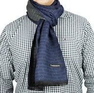 Apaszki i szaliki męskie - Ciepły szalik męski Cashmere geometryczny SZA-34 granatowo-szary - miniaturka - grafika 1