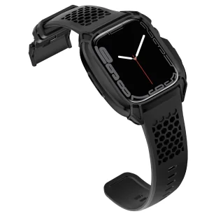 Kingxbar CYF148 2w1 pasek Apple Watch Ultra, SE, 8, 7, 6, 5, 4, 3, 2, 1 (49, 45, 44, 42  mm) z wbudowanym pancernym etui ze stali nierdzewnej czarny - Akcesoria do smartwatchy - miniaturka - grafika 4