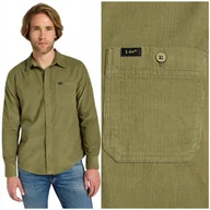 Koszule męskie - Lee LEESURE SHIRT Mercantile Green sztruksowa zielona bawełniana koszula S - miniaturka - grafika 1