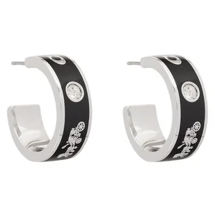 Kolczyki Coach Enamel Horse & Carriage Hoop Earrings 37479036RHO003 Czarny - Kolczyki - miniaturka - grafika 1
