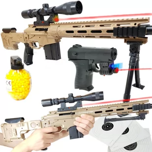 Amerykański Karabin Snajperski Na Kulki [M107] Z Laserem + Pistolet Z Laserem + Granat - Zabawki militarne - miniaturka - grafika 1