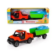 Samochody i pojazdy dla dzieci - Lena Truckies Pickup terenowy z przyczepką i łódką - miniaturka - grafika 1