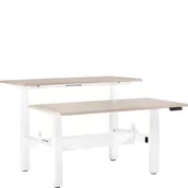 Biurka - Biurko Regulowane Elektrycznie Fighter Double Desk Biały / Beż Unique - miniaturka - grafika 1