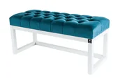 Ławki do przedpokoju - Ławka na buty LPP-2 100cm EMRAWOOD drewno lite kolor biały siedzisko pikowane kolor turkus - miniaturka - grafika 1