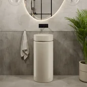 Umywalki - Massi Umywalka z konglomeratu wolnostojąca okrągła beżowa błyszcząca 85 x 40 cm RONA Beige Glow - miniaturka - grafika 1